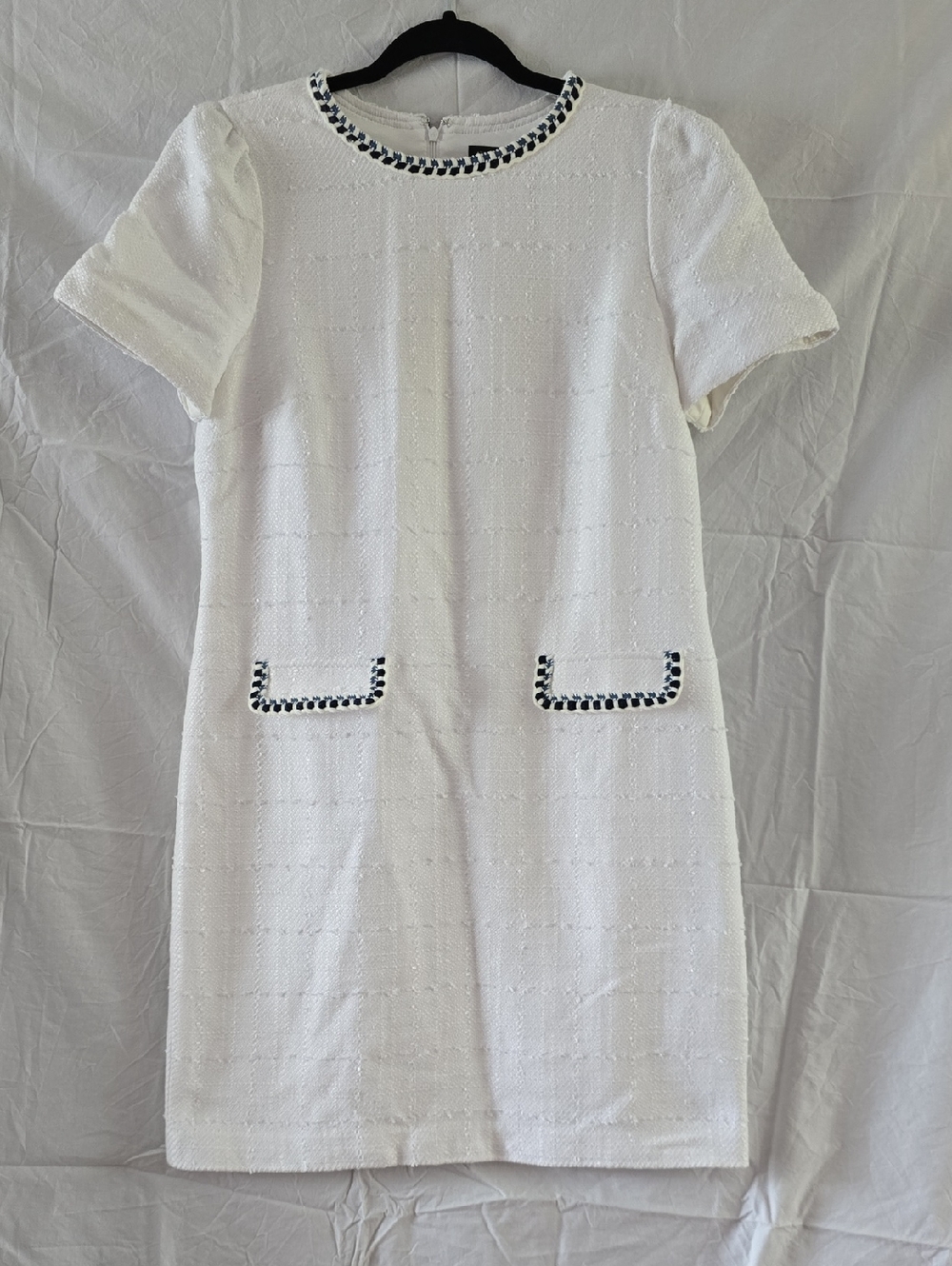 Ann Taylor NWT White Shift Dress with Navy And Blue Trim